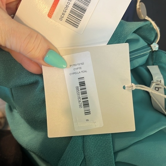 Tibi Savanna Cutout Dress NWT Long Sleeves Keyhole Waist Teal Lined Size 10 - Picture 9 of 14